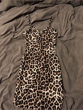Leopard Print Mini Slip Dress - Adjustable Straps